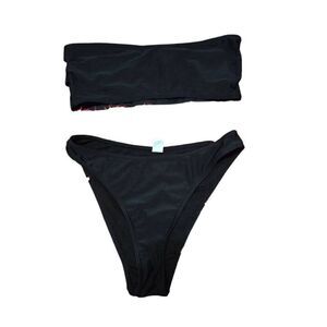 Black Strappy Bandeau Bikini Set